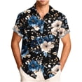 thumbnail image 3 of Xcmzpl Men's Camp Collar Shirt Short Sleeve Hawaiian Print Button Down Casual Top Lightweight Summer Beach Vacation Travel Shirts Dark Blue XXXXL, 3 of 7