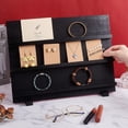 thumbnail image 3 of Exhibidor de madera de 3 niveles con soporte para aretes, exhibidor de pegatinas, elevador para joyería, vitrina desmontable con ranuras, tarjetero para aretes., 3 of 9