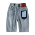 thumbnail image 6 of Krdevn Boys Retro Washed Denim Shorts, Casual Elastic Waist Loose Fit Summer Cargo Jeans,Blue,8-10 Years, 6 of 7