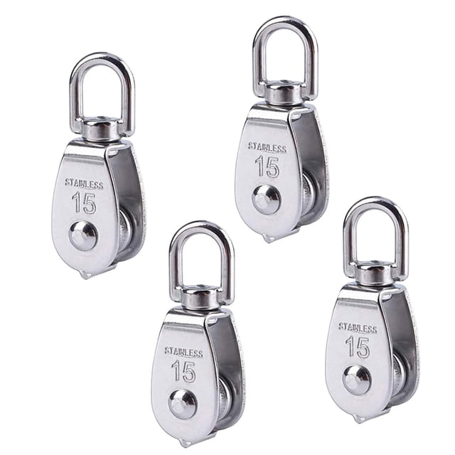 4PCS Stainless Steel Single Pulley,Rotatable Design Prevents Rope Knotting,Durable Pulley for Lifting & Home Use, Hardware Tool,pulley tool,lifting accessory,D,4Pcs