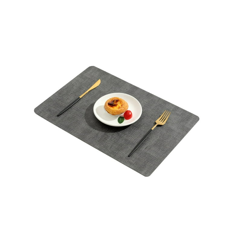 Elroy Placemat Woven Faux Leather Table Mat Protector Waterproof Solid  Color Non-slip Dinning Pad for Home Hotel, Dark Gray 