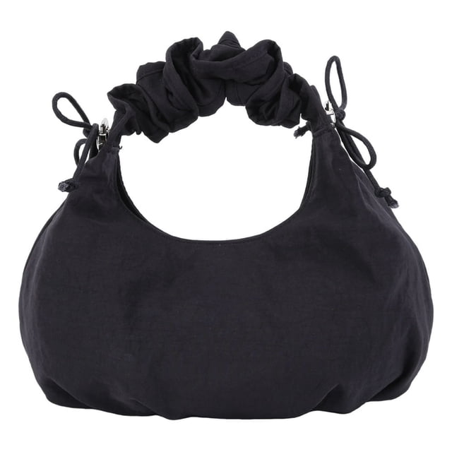 Canvas Armpit Bag with Drawstring Hobo Handbag Girls Underarm Bag (White)