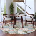 thumbnail image 4 of Green Blue Pink Botanical Round Area Rug 6 FT, Non Slip Bedroom Rugs, Spring Floral Vintage Washable Soft Circular Carpet Non-Shedding Floor Mat for Kitchen Dining Room Home Office Kids Room, 4 of 8