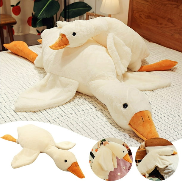 Juguete de almohada para dormir - Muñeca de tela blanca de 50 cm con pinza en la pierna, peluche suave para aliviar el estrés y la comodidad