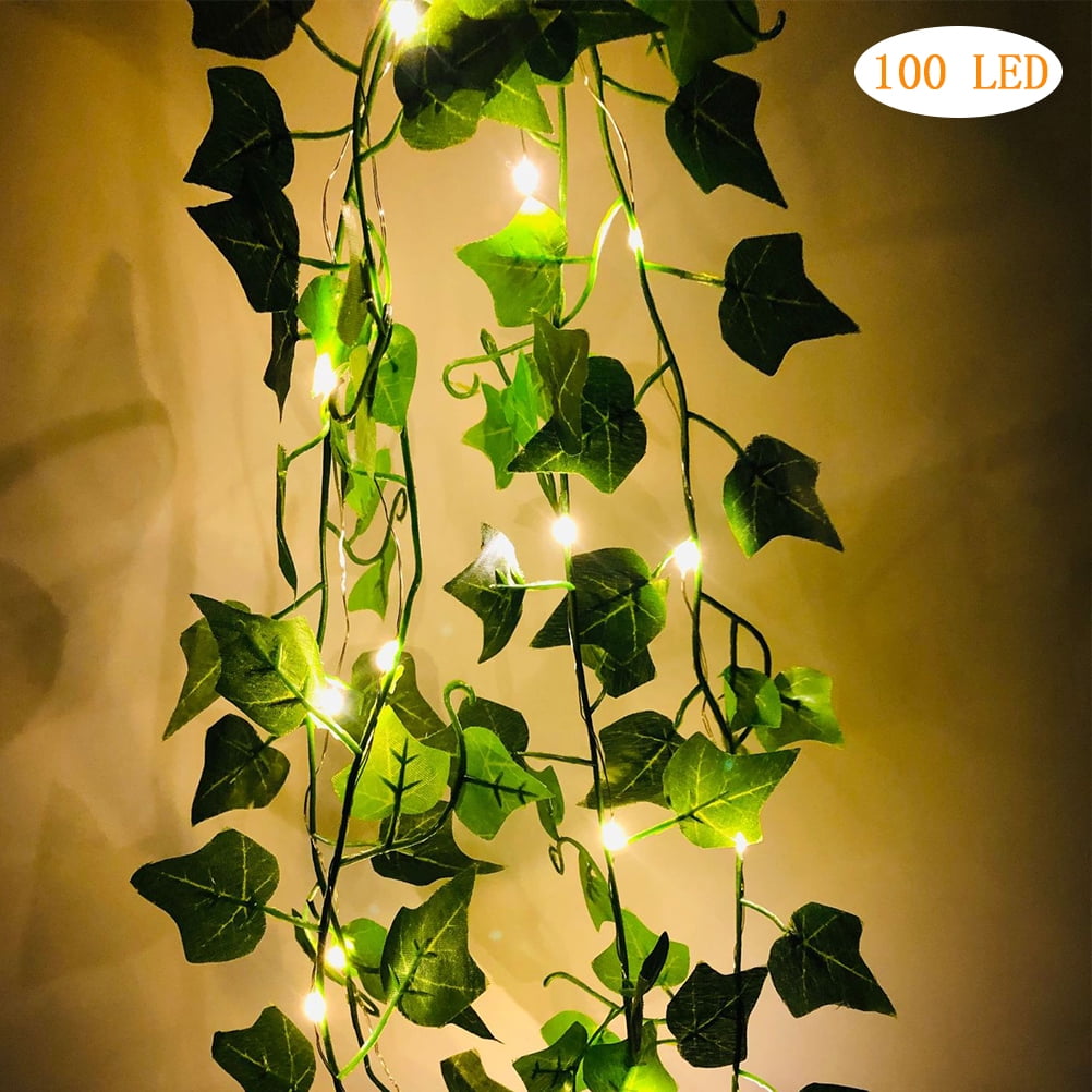 US LED Artificial Green Leaf Vine Christmas Fairy String Lights Xmas Party Decor 