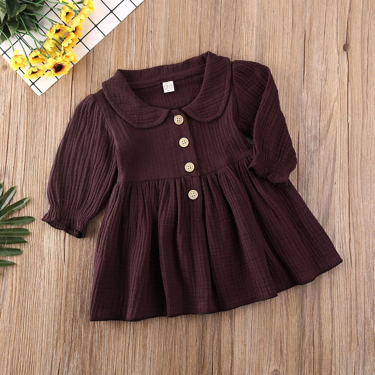 Baby Girls Candy Color Long Sleeve Solid Princess Casual Toddler Kids Dress FW18 