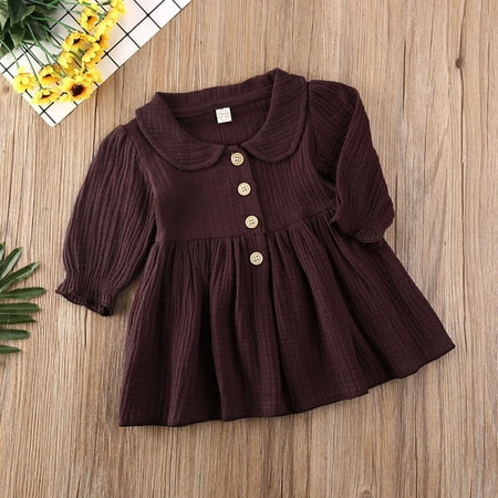 

Toddler Kids Baby Girl Clothing Princess Long Sleeves Dress Sundress Casual Clothes 0-4 Years