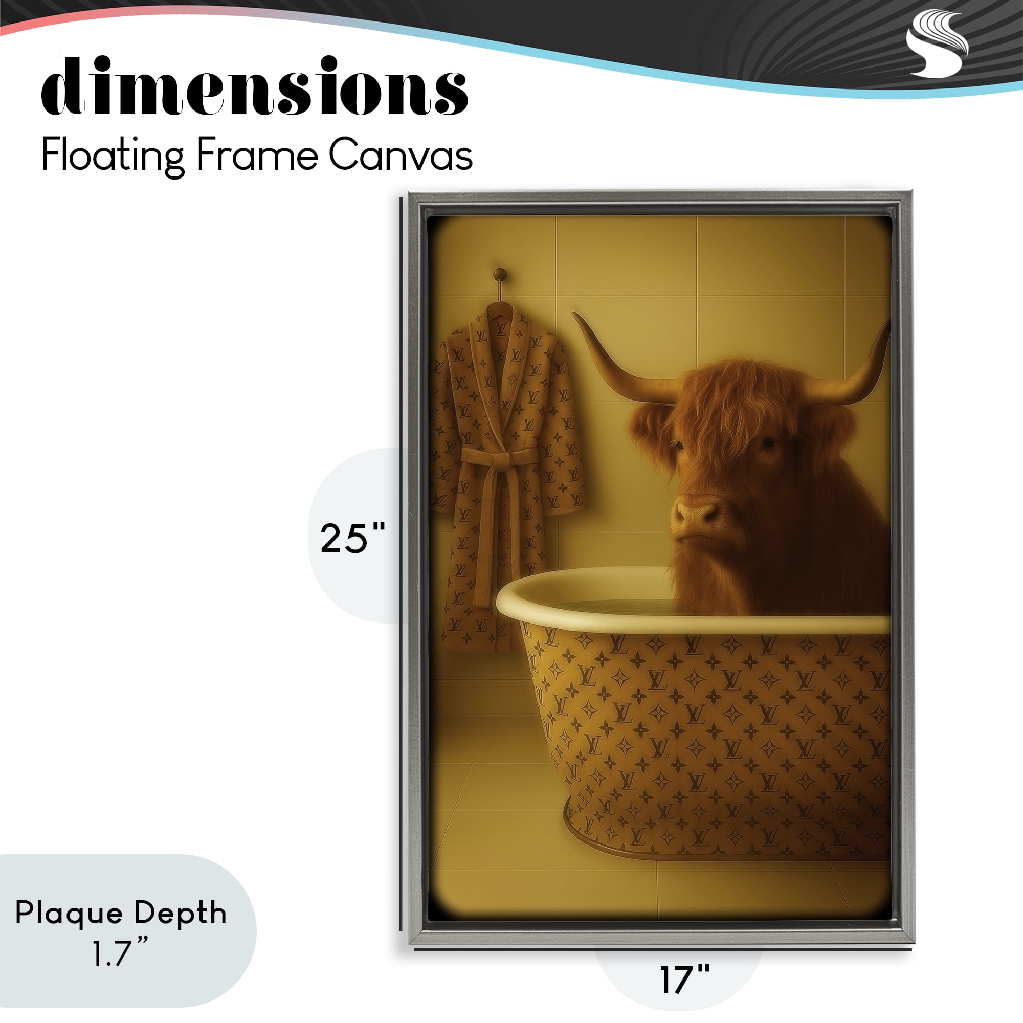 Stupell Industries Couture Highland in Luxury Tub Gray Framed Floater Canvas Wall Art, design by Grotto Studios