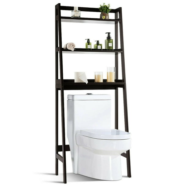 Gymax 3Shelf OverTheToilet Storage Rack Bathroom Shelf Organizer Space Saver Brown Walmart