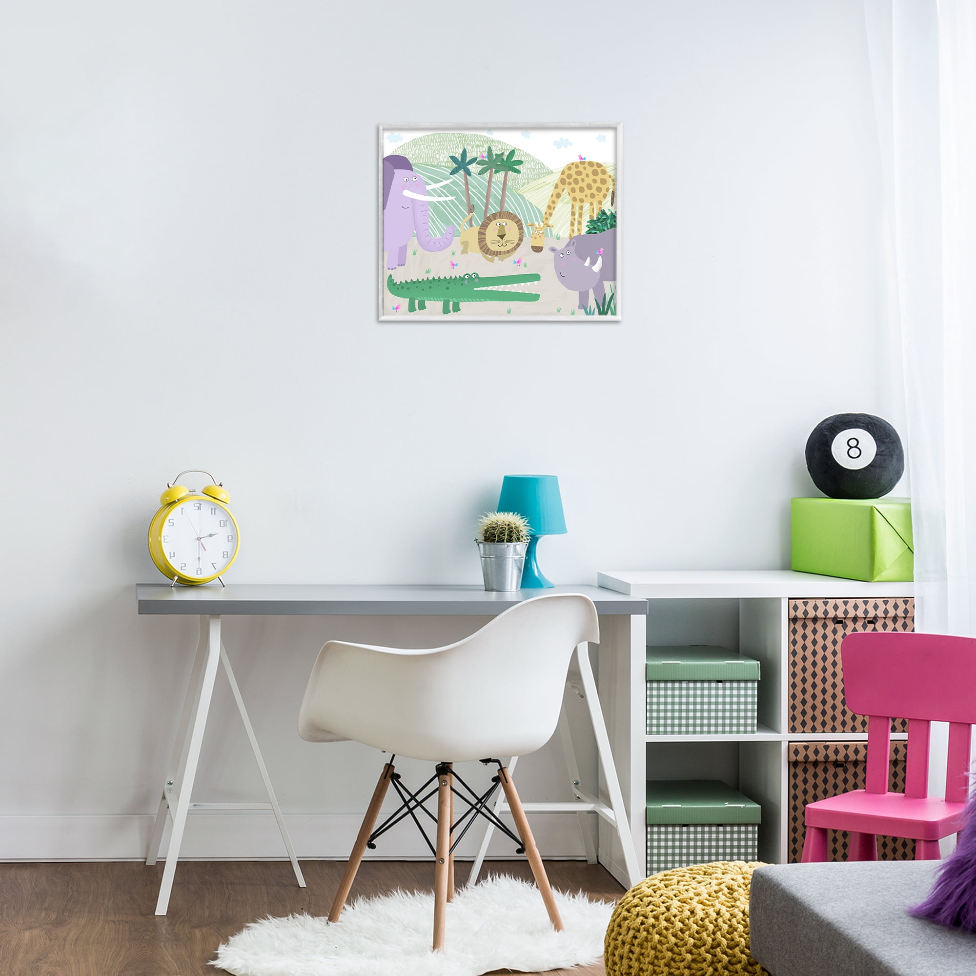 Stupell Industries Jungle Savannah Animals White Framed Giclee Art, design by Carla Daly