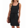 thumbnail image 2 of Women'S Waffle Knit Tank Dress Sleeveless Square Neck Casual Summer Outfit, 2 of 9