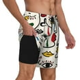 thumbnail image 2 of Kdxio Aabstract Eyes Print Men's Swim Trunks with Compression Liner 7 Inch Inseam Quick Dry Swim Shorts, 2 of 7