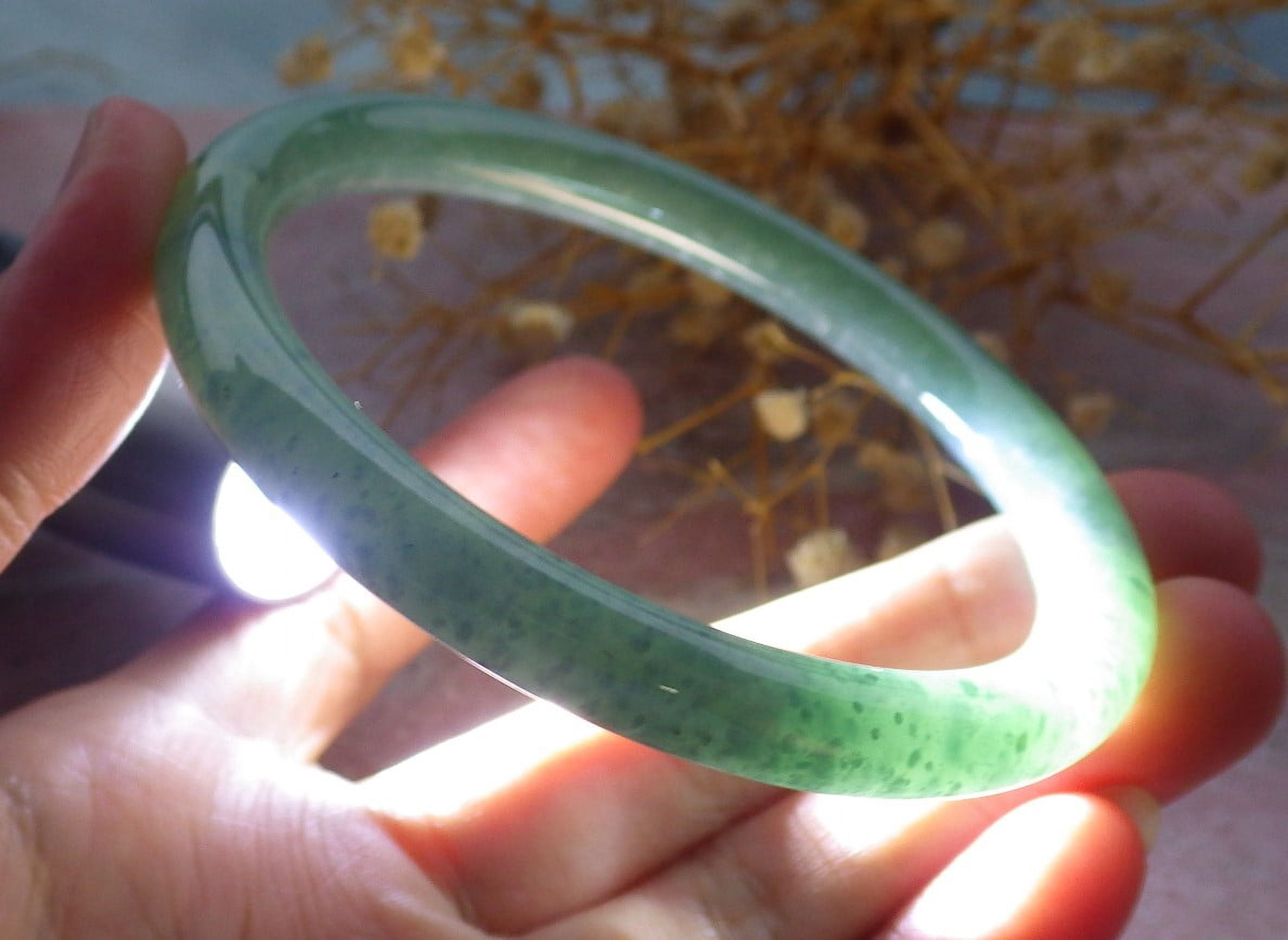 Icy Green Natural A JADE Jadeite Circle Bangle Bracelet 60 mm 685082 TN