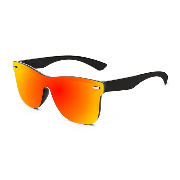 Gafas de sol FEISEDY sin montura con lente espejada B4114 Rojo 62 mm