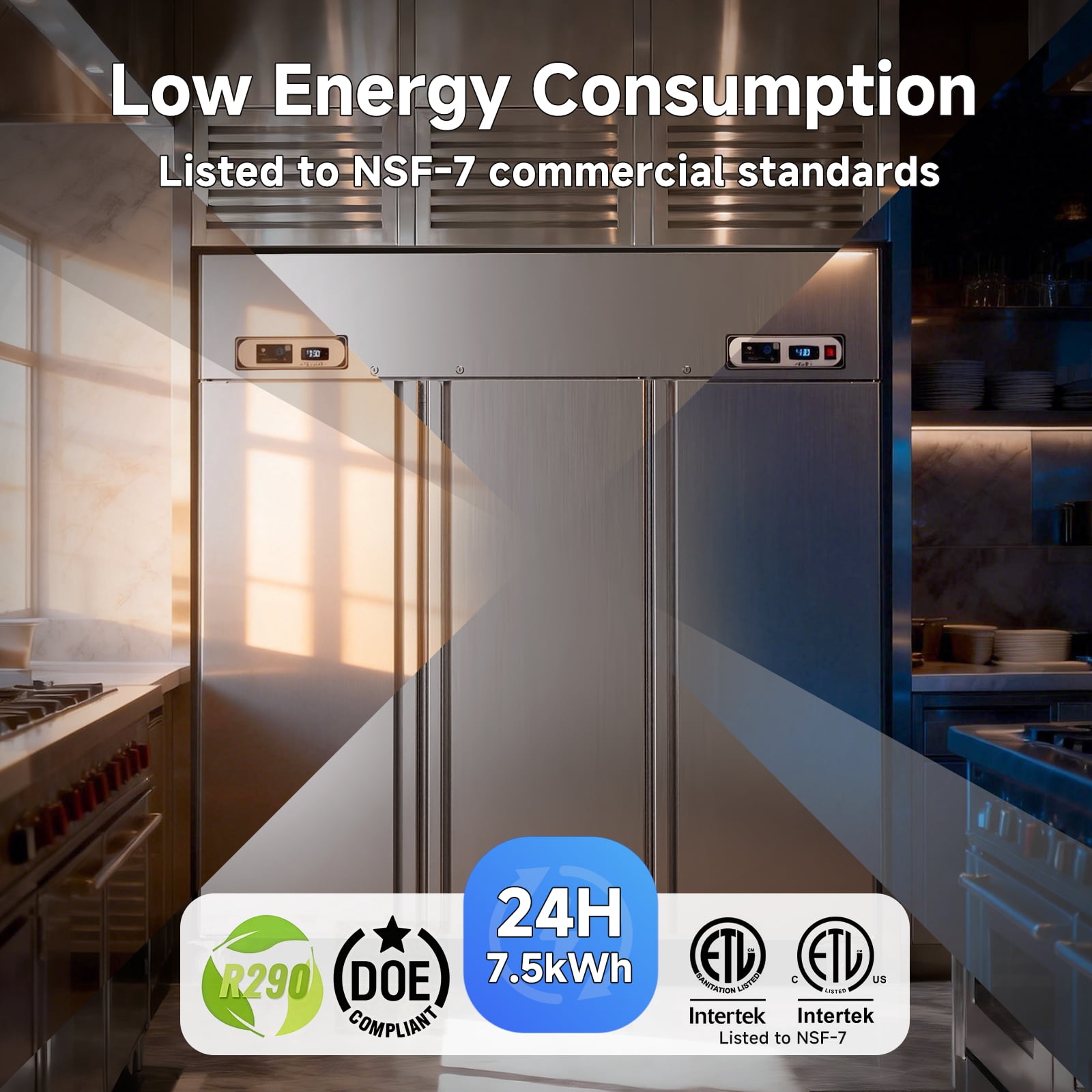 VEECOOL Commercial Refrigerator Freezer Combo WiFi with Smart App Control, 72" 54 Cu.Ft Dual Temperature Upright Freezer, 3 Door 3 Section Stainless Steel Reach in Fridge for Restaurant Church School