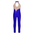 thumbnail image 2 of YONGHS Kids Girls Sleeveless Rhinestone Gymnastic Leotard Ice Skating Jumpsuit Full Body Unitard Royal Blue 12, 2 of 5