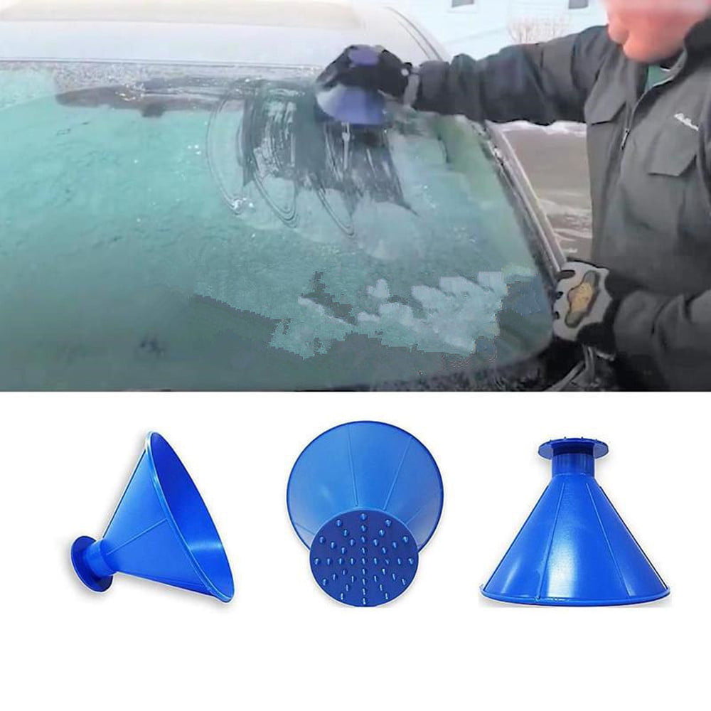Pro-Noke 2 Pcs Ice Scraper Round Magic Cone Shaped Ice Scraper Snow Shovel Tool for Car Windshield Windscreen Red, Blue 
