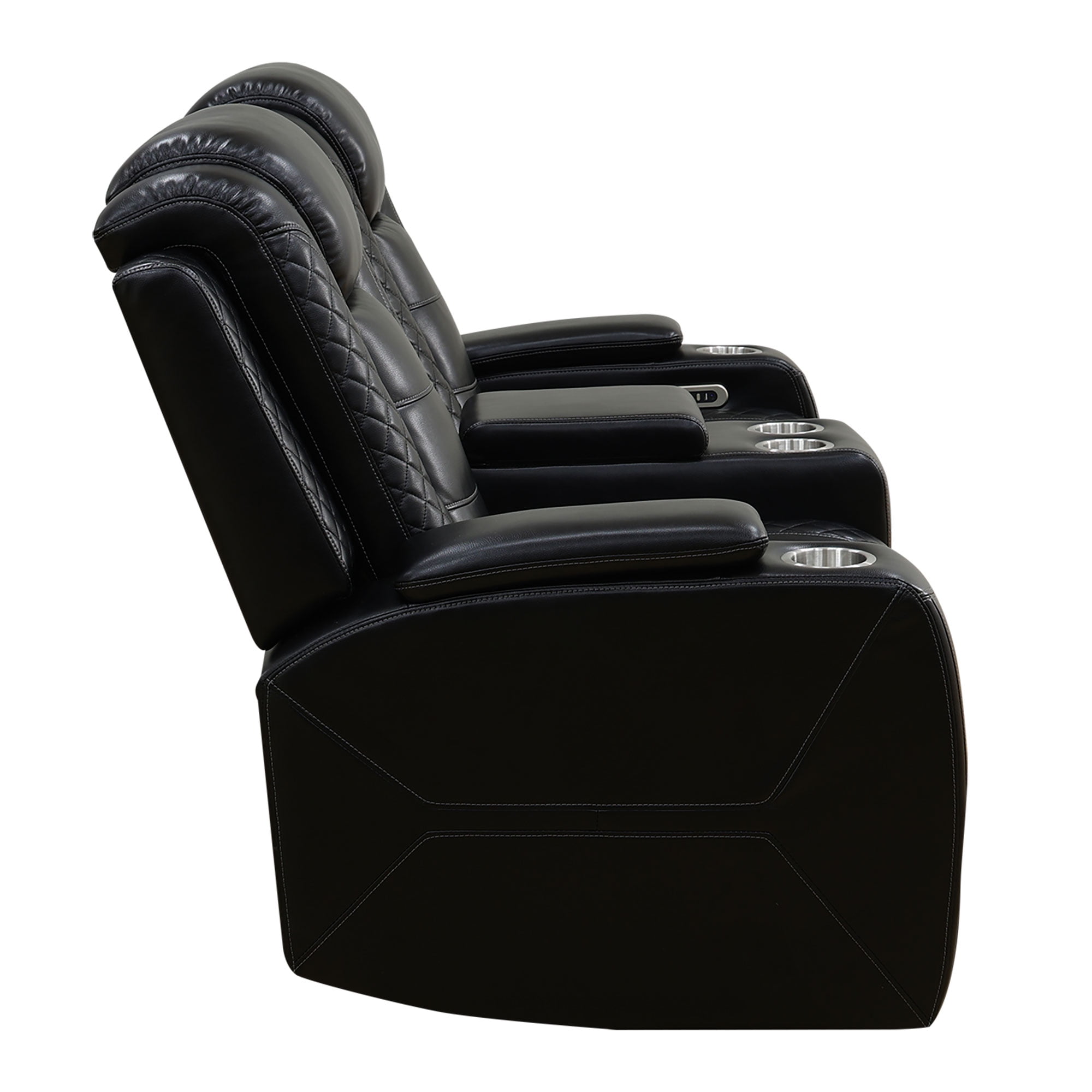 Recliner Loveseat with LED Lights, Living Room Furniture Set, Breathing Power Leather Sofas with Storage Console/Cup Holders