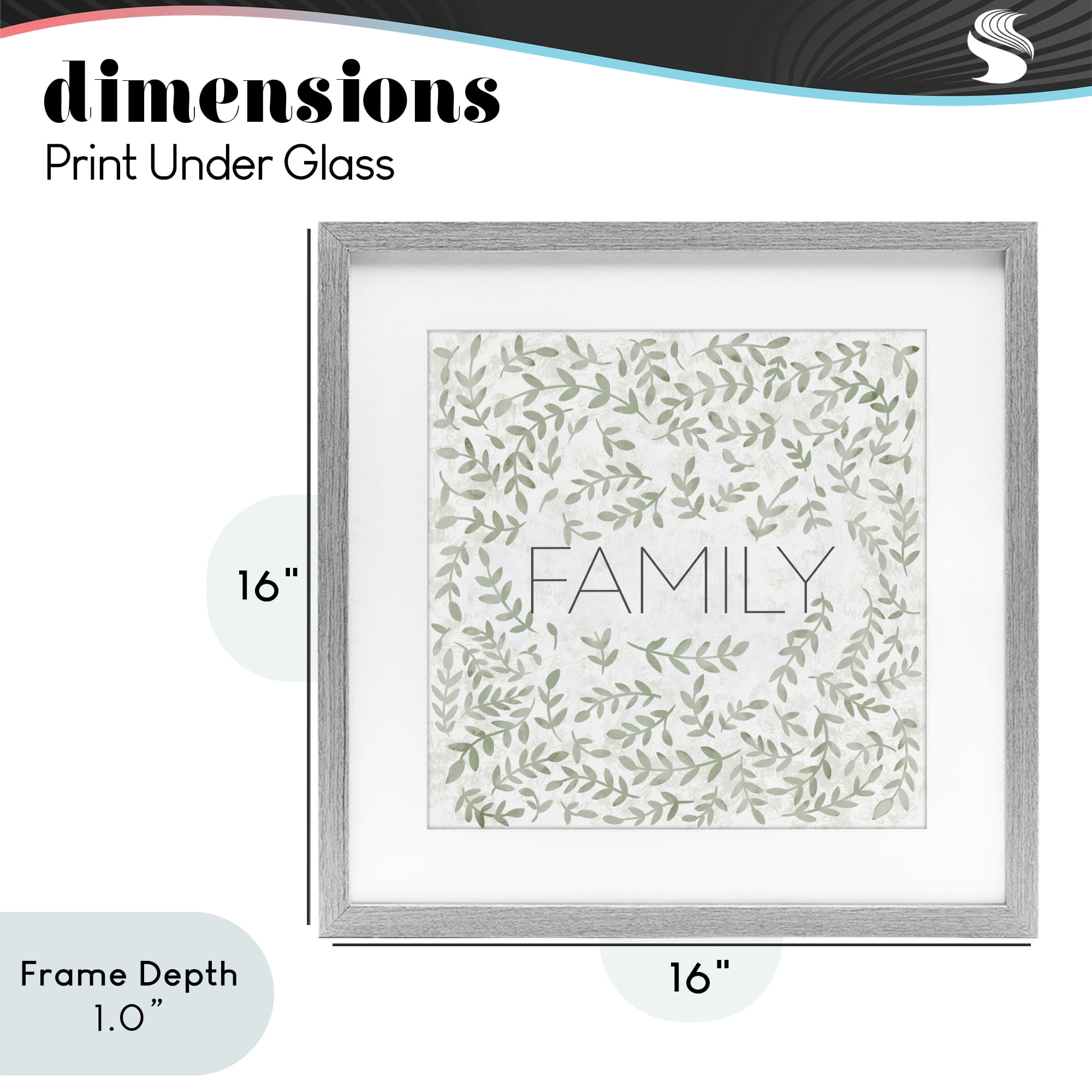 Stupell Industries Curved Ivy Sprigs Family Gray Framed Print Under Glass, design by SD Graphics Studio