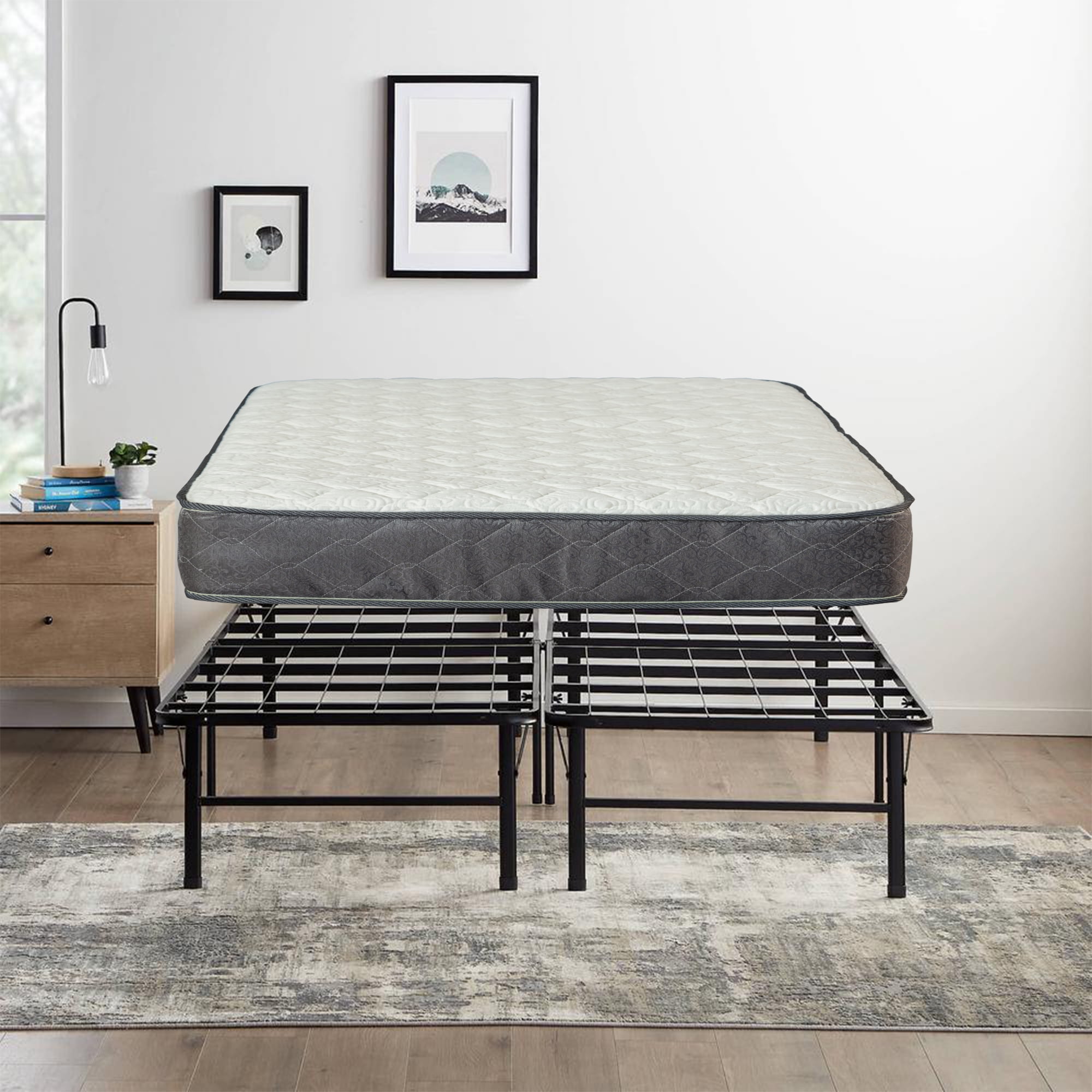 Continental Sleep, 14" Metal Platform Bed and 10" Hybrid Mattress, Full