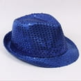 thumbnail image 2 of Alvivi Sequin Fedora Hat Disco Hat Jazz Dance Hats Stage Performance For Women Men Blue One Size, 2 of 4