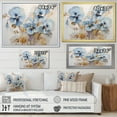 thumbnail image 4 of Designart "Delightful Blue And Gold Minimalist Pansies" Pansies Floater Framed Wall Art Living Room, 4 of 5