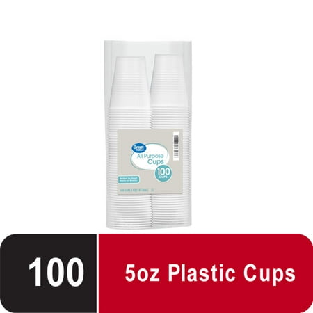 Great Value Everyday Disposable Plastic Cups, Translucent, 5 oz, 100 count