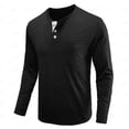 thumbnail image 5 of Long Sleeve Shirts for Men Henley Shirt Crew Neck Buttons Solid Color Casual Loose Henley Shirts for Men, 5 of 5