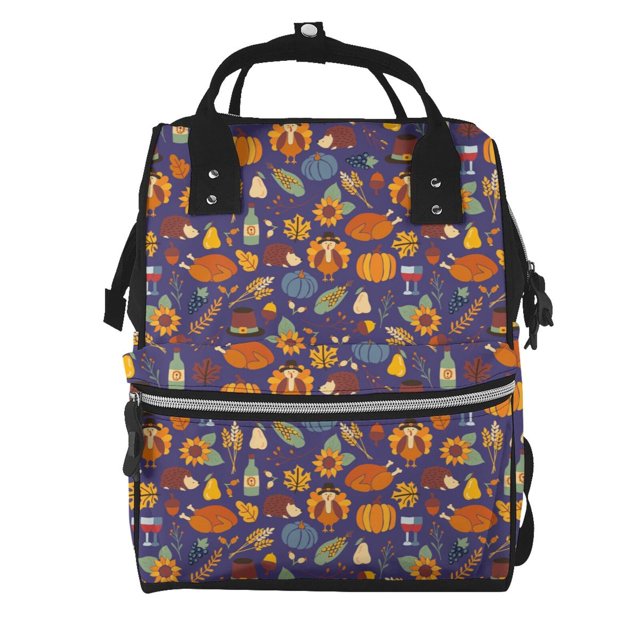 Easygdp Thanksgiving Turkey 2 para Bolsa de Bebé de Gran Capacidad con Múltiples Bolsillos, Bolsa de Pañales para Padres, Bolsa de Viaje Organizada y Elegante