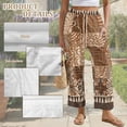 thumbnail image 6 of Yuyamidu Womens Linen Pants Petite Short Length Straight Leg Dressy Palazzo Pants Petite Lightweight Business Casual Trousers Western Tribal Outfits, Brown Tribal, Size 2XL, 6 of 7