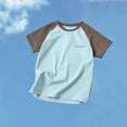 thumbnail image 4 of SAWOBUUN Boys Athletic Performance T-Shirt Kids Quick Dry Raglan Sleeve Crewneck Tee Breathable Color Block Active Top for Sports Running, 4 of 6
