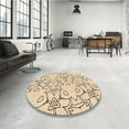 thumbnail image 3 of Ahgly Company Indoor Round Patterned Bronze Brown Area Rugs, 7' Round, 3 of 6