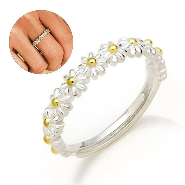 Anillos De Margaritas Pequeñas Vintage Para Mujer, Anillo De Apertura Ajustable, Joyería Femenina, Regalo Para Navidad, Cumpleaños, Día De San Valentín Methold AP005735-00
