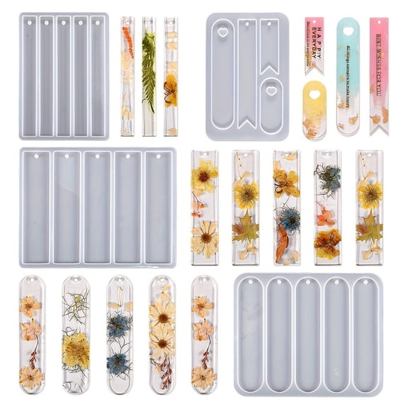 4pcs Bookmark Silicone Molds Kit, Silicone Resin Molds, Silicone Molds for Epoxy, Resin, and Plaster Crafts