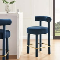 Modway Toulouse Performance Velvet Counter Stool in Midnight Blue Gold