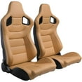 thumbnail image 2 of WIILAYOK 2 Pack Racing Seats, Universal PVC Leather Bucket Seats Sport Pair Adjustable Seats with Sliders (Black & Beige/Tan Brown), 2 of 4