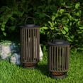 thumbnail image 6 of Outdoor Solar Lanterns Patio Decorative Floor Lights Aluminum Braided Rope Lantern with Handle,2 Pieces Brown, 6 of 7