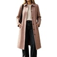 thumbnail image 5 of Dzrciro Plaid Long Coat for Women, Long Sleeve Lapel Open Front Button Checkered Trench Coat, Elegant Fashion Fall Outerwear S-2XL, 5 of 8