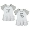 thumbnail image 1 of Pack of 2, Twins Baby Drinking Buddies Funny Dresses For Baby, Newborn Babies Skirts, Infant Princess Dress, Toddler Frocks (Gray Raglan Dresses, 6-12 Months), 1 of 5