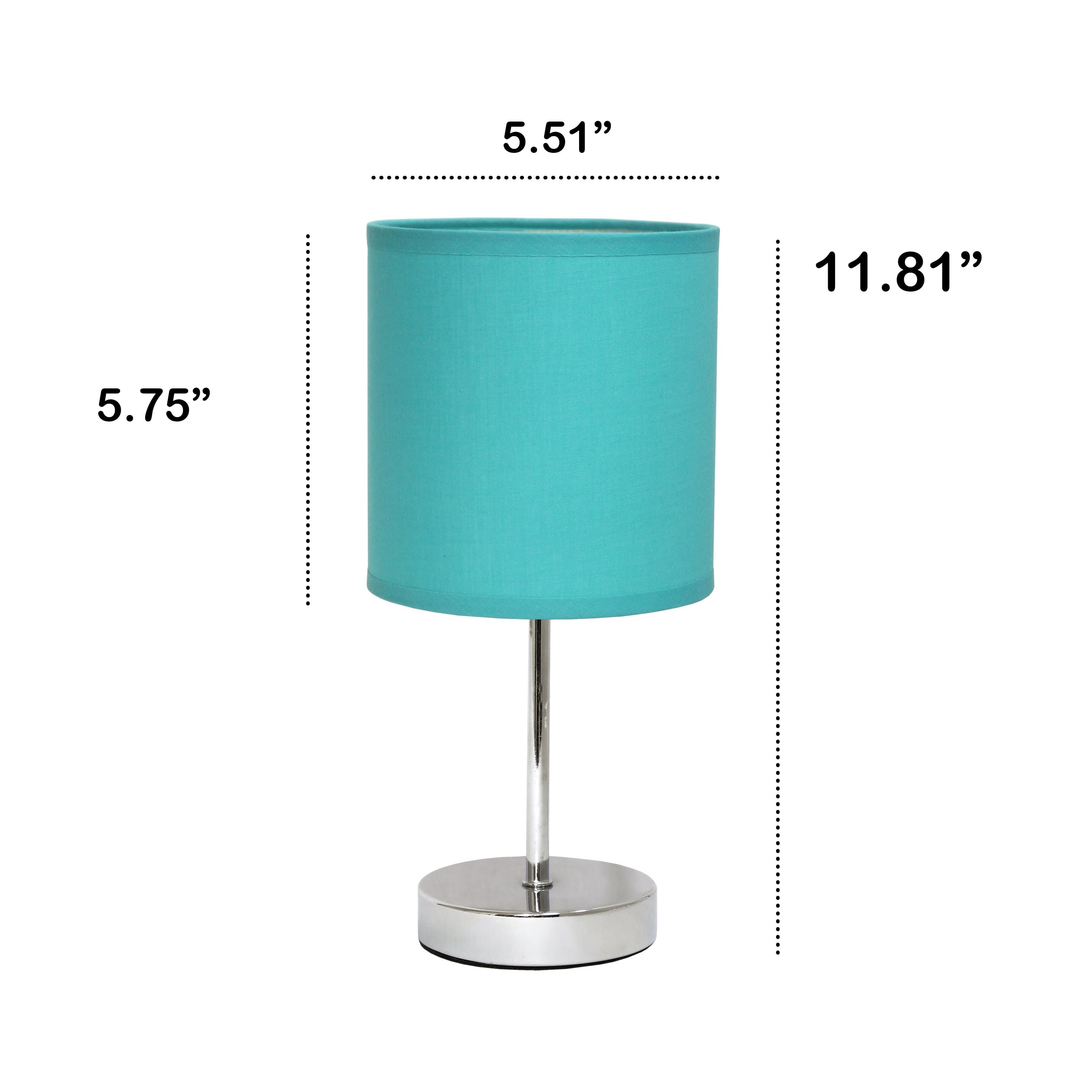 Creekwood Home 11.81" Chrome Petite Metal Stick Table Lamp with LED Bulb, Blue Shade