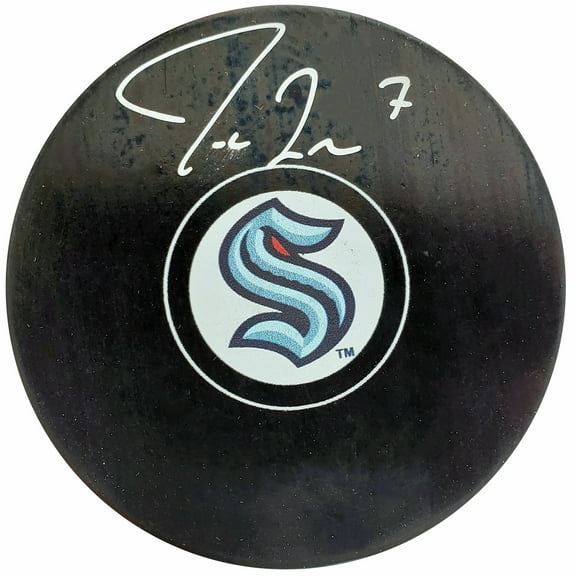 Jordan Eberle Autographed Official Seattle Kraken Logo Hockey Puck Fanatics Holo 200454