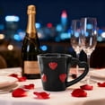 thumbnail image 5 of Valentine's Day Heart Ceramic Couple Mug Set - Romantic Coffee/Tea Mugs, Perfect Gift for Valentines Opening Activities & Easter Decor, Cute Design for Couples & Loved Ones, 5.27*3.7*3.54in, Black, 5 of 6