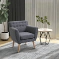 thumbnail image 2 of HOMCOM Modern Accent Chair, Linen Upholstery Armchair, Tufted Club Chair, 2 of 10