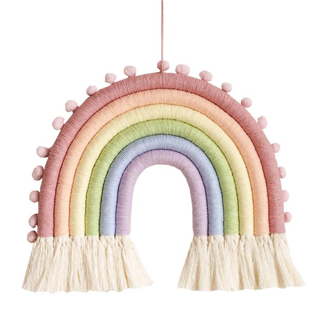 Colgante de pared del arco iris, decoración del arco iris, colgante de la pared del arco iris de Macrame, decoración de la guardería del bebé del arco iris, decoración de la pared de la guar