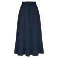 thumbnail image 6 of Amvlyk Skirts for Women Solid Elastic High Waist Ruffle Boho Skirt Summer Tiered Trendy Ankle-Length A-Line Skirt Fashion Flowy Drawstring Long Skirt for Beach Date Casual Outwear Party Walking, 6 of 7