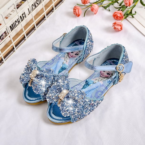 Sandalias de niñas de Disney, nueva moda, zapatos de princesa bailarina, zapatos de verano para niños, zapatos de princesa elsa frozen, plantilla de 32 cm de 20,4 cm Gao Jinjia LED