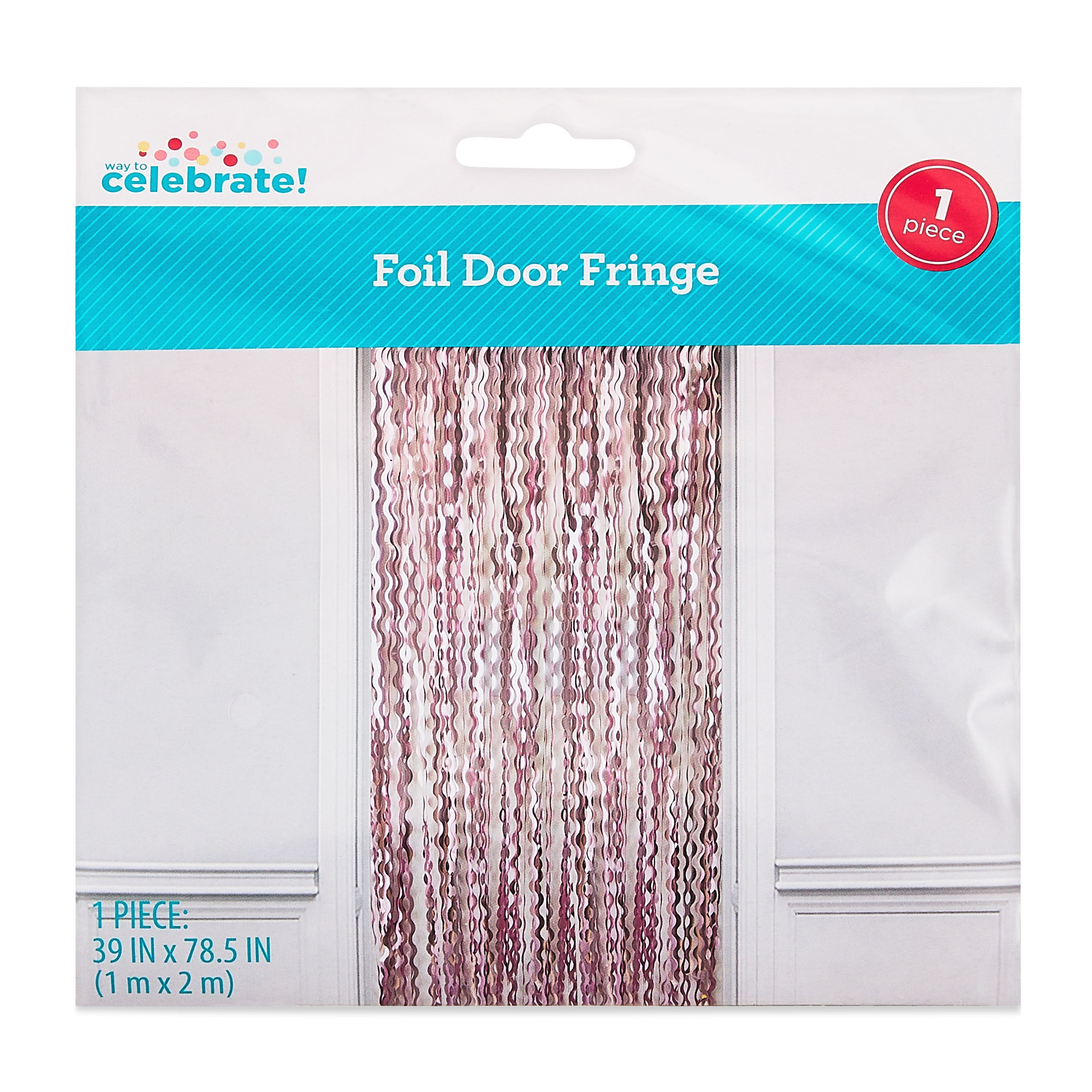 Metallic Pink Curly Foil Door Fringe 39" x 78.5", by Way To Celebrate
