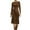 Brown, variant on CIENVNSTG Women Dresses Suede Retro Western Round Neck Slim Fit Long Sleeved Dinner Dress Black M