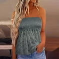 thumbnail image 2 of Loose Tank Tops Para Las Mujeres Mujeres encaje Bandeau Casual sin mangas verano vacaciones suelta vacaciones TubeTop camisa blusa plisada estiramiento túnica Top (Grey, XXL), 2 of 6