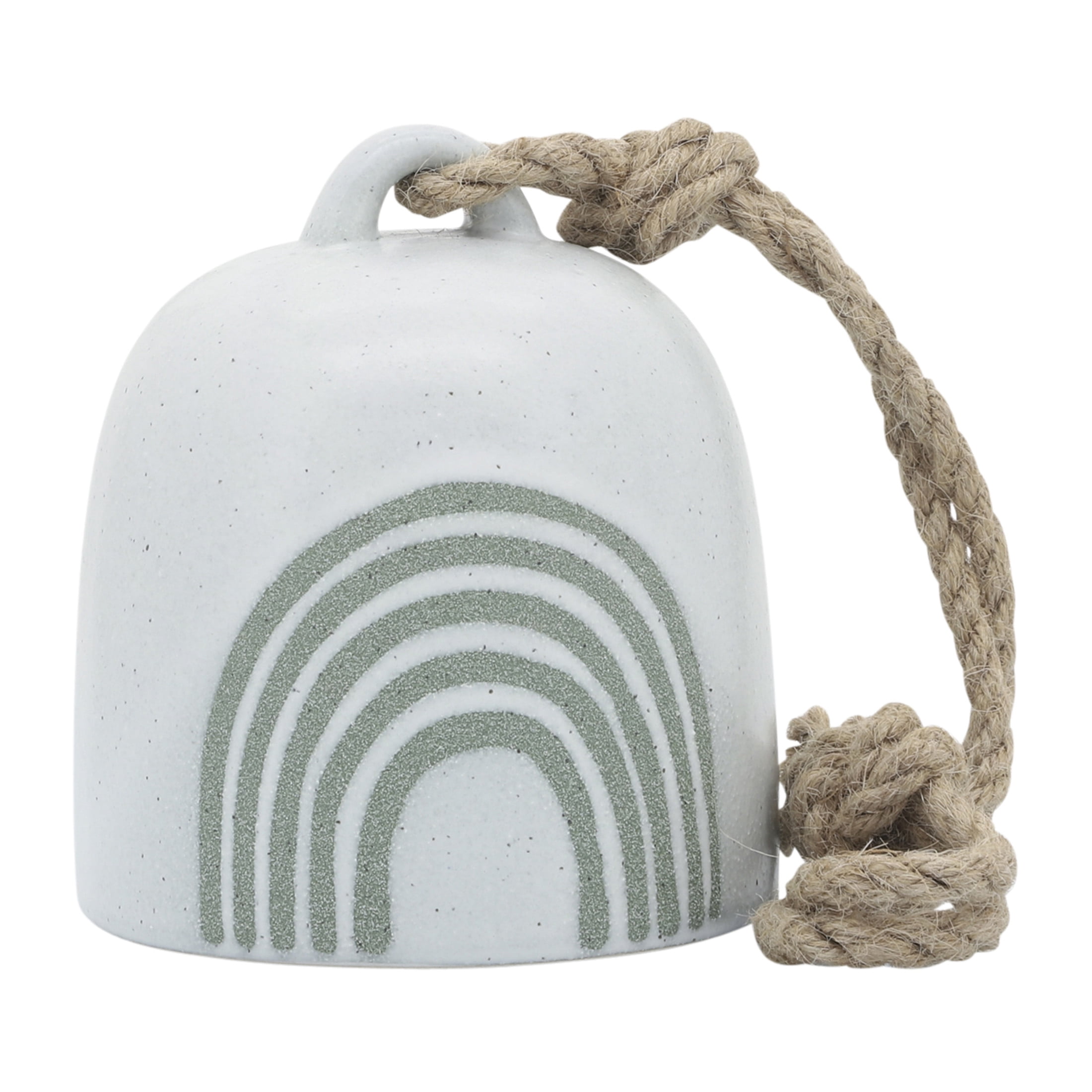 Modern Ceramic Small Bell Wind Chimes for Garden or Outside Decor - Beautiful Windchime for Patio & Porch Hanging Display - Decorative Outdoor Accent for Home Decoration - 4", White & Green